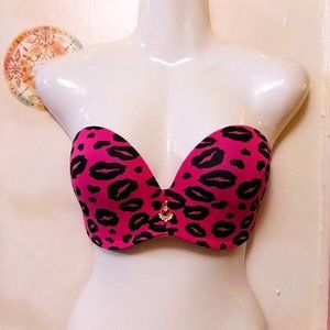 Hot Pink Kisses (36E) Strapless Push Up with Rhinestone Accent
